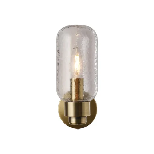 Nordlux Tutan vegglampe, metall, glass, E14, IP44, messingfarget| Vegglamper