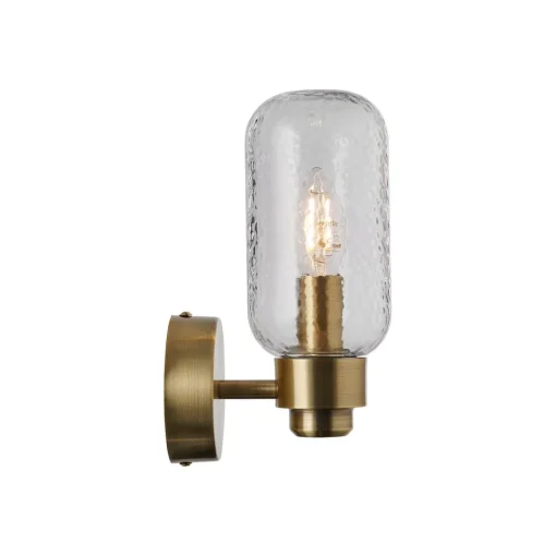 Nordlux Tutan vegglampe, metall, glass, E14, IP44, messingfarget| Vegglamper