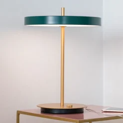 UMAGE LED-bordlampe Asteria Table, USB, skoggrønn/messing| Bordlamper