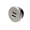Hera USB-dobbeltstikkontakt, rund, stål| Elektromateriell|Tilbehør