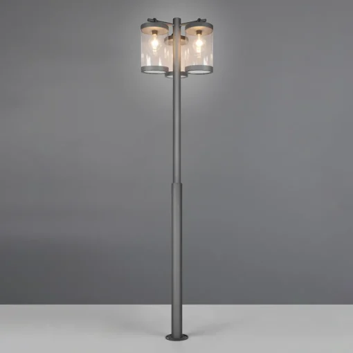 Trio Lighting Utelampe Sambesi, H 240 cm, antrasitt, skumringssensor Hot