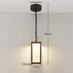 Lucande Utendørs LED-pendellampe Cube, glasskjerm, 26 cm Clearance
