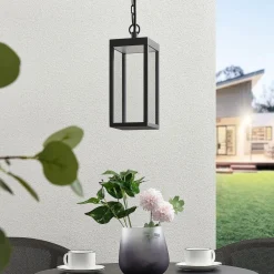 Lucande Utendørs LED-pendellampe Cube, glasskjerm, 26 cm Clearance