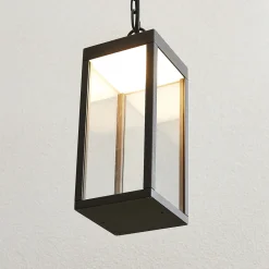 Lucande Utendørs LED-pendellampe Cube, glasskjerm, 26 cm Clearance
