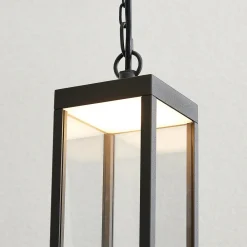 Lucande Utendørs LED-pendellampe Cube, glasskjerm, 26 cm Clearance