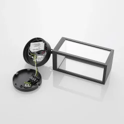 Lucande Utendørs LED-pendellampe Cube, glasskjerm, 26 cm Clearance