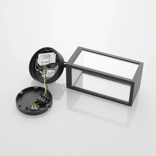 Lucande Utendørs LED-pendellampe Cube, glasskjerm, 26 cm Clearance