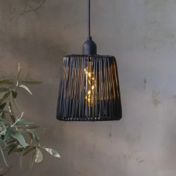 STAR TRADING Utendørs LED-pendellampe Snor svart plast Ø 15 cm batteri Hot