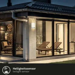 Briloner Utendørs LED-vegglampe 3795014, kromfarget, sensor, IP44 New