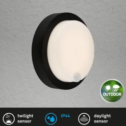 Briloner Utendørs LED-vegglampe 3765015, sensor, svart New