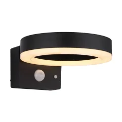 Globo Utendørs LED-vegglampe 36507 svart, sensor, plast| Solcellelamper Med Sensor|Vegglamper Med Sensor