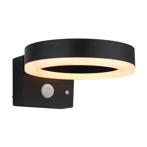 Globo Utendørs LED-vegglampe 36507 svart, sensor, plast| Solcellelamper Med Sensor|Vegglamper Med Sensor