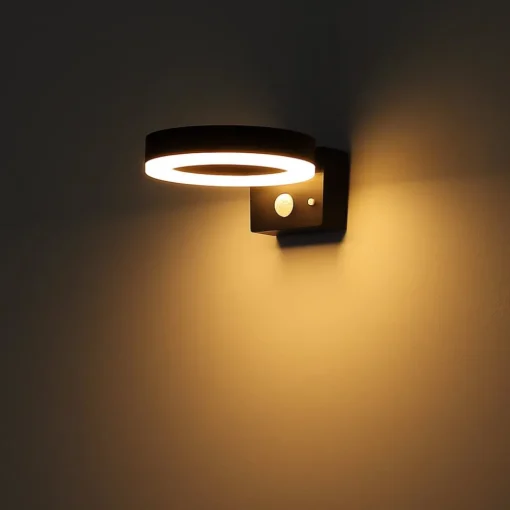 Globo Utendørs LED-vegglampe 36507 svart, sensor, plast| Solcellelamper Med Sensor|Vegglamper Med Sensor