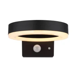 Globo Utendørs LED-vegglampe 36507 svart, sensor, plast| Solcellelamper Med Sensor|Vegglamper Med Sensor