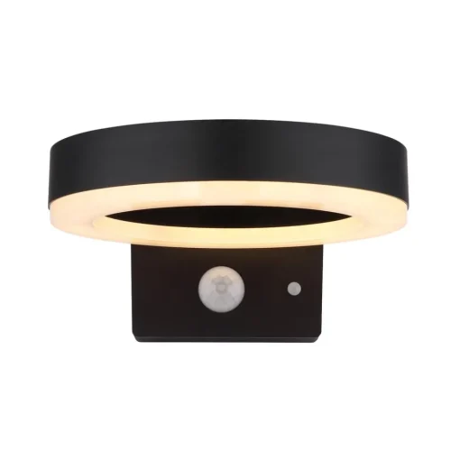 Globo Utendørs LED-vegglampe 36507 svart, sensor, plast| Solcellelamper Med Sensor|Vegglamper Med Sensor