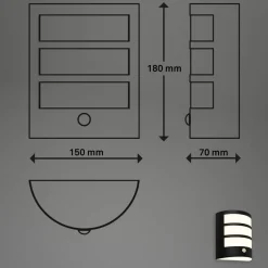 Briloner Utendørs LED-vegglampe 3795015, svart, sensor, IP44| Kommersiell Utebelysning|Led-Utendørs