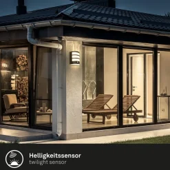 Briloner Utendørs LED-vegglampe 3795015, svart, sensor, IP44| Kommersiell Utebelysning|Led-Utendørs