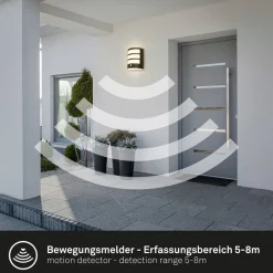 Briloner Utendørs LED-vegglampe 3795015, svart, sensor, IP44| Kommersiell Utebelysning|Led-Utendørs