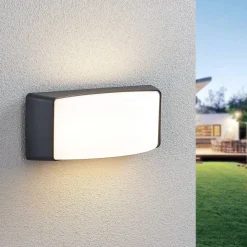 Lindby Utendørs LED-vegglampe Alexey, IP65, mørkegrå Discount