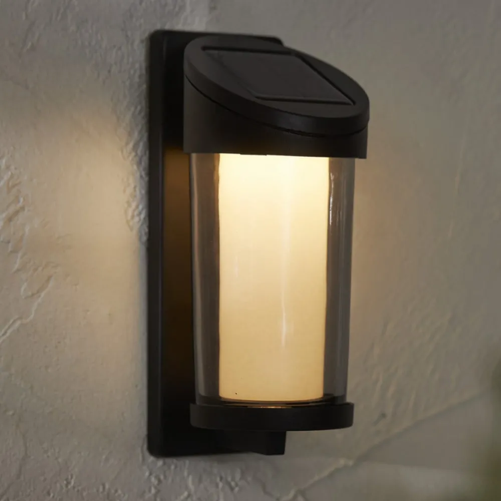 STAR TRADING Utendørs LED-vegglampe Alippa, svart Høyde 21 cm metall| Solcellelamper