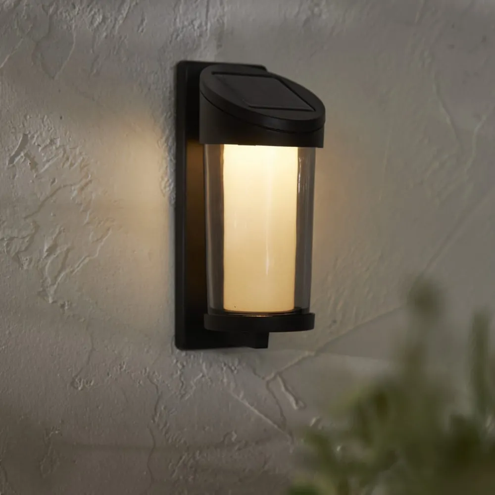 STAR TRADING Utendørs LED-vegglampe Alippa, svart Høyde 21 cm metall| Solcellelamper