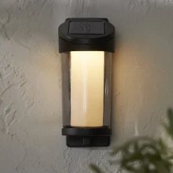 STAR TRADING Utendørs LED-vegglampe Alippa, svart Høyde 21 cm metall| Solcellelamper