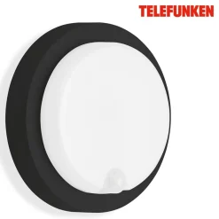 Telefunken Utendørs LED-vegglampe Dortmund Ø17cm svart| Vegglamper Med Sensor
