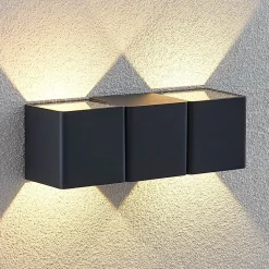 Lindby Utendørs LED-vegglampe Niklas, kantet