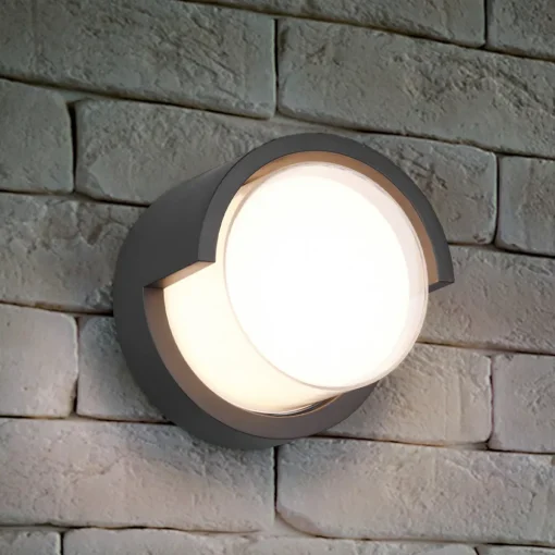 Reality Leuchten Utendørs LED-vegglampe Puno, IP54, rund Clearance