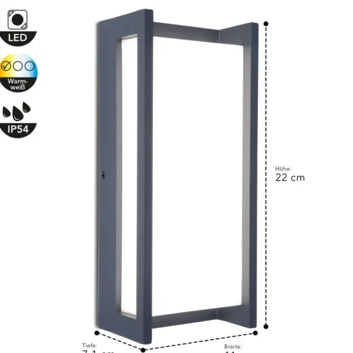 LUTEC Utendørs LED-vegglampe Qubo, 11 cm x 22 cm| Kommersiell Utebelysning|Vegglamper Utendørs