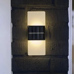 STAR TRADING Utendørs LED-vegglampe Wally, 20x8 cm hvit frostet CCT| Solcellelamper