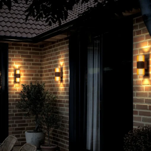 Nordlux Utendørs vegglampe Aludra Double Seaside, aluminium, brun metallic Outlet