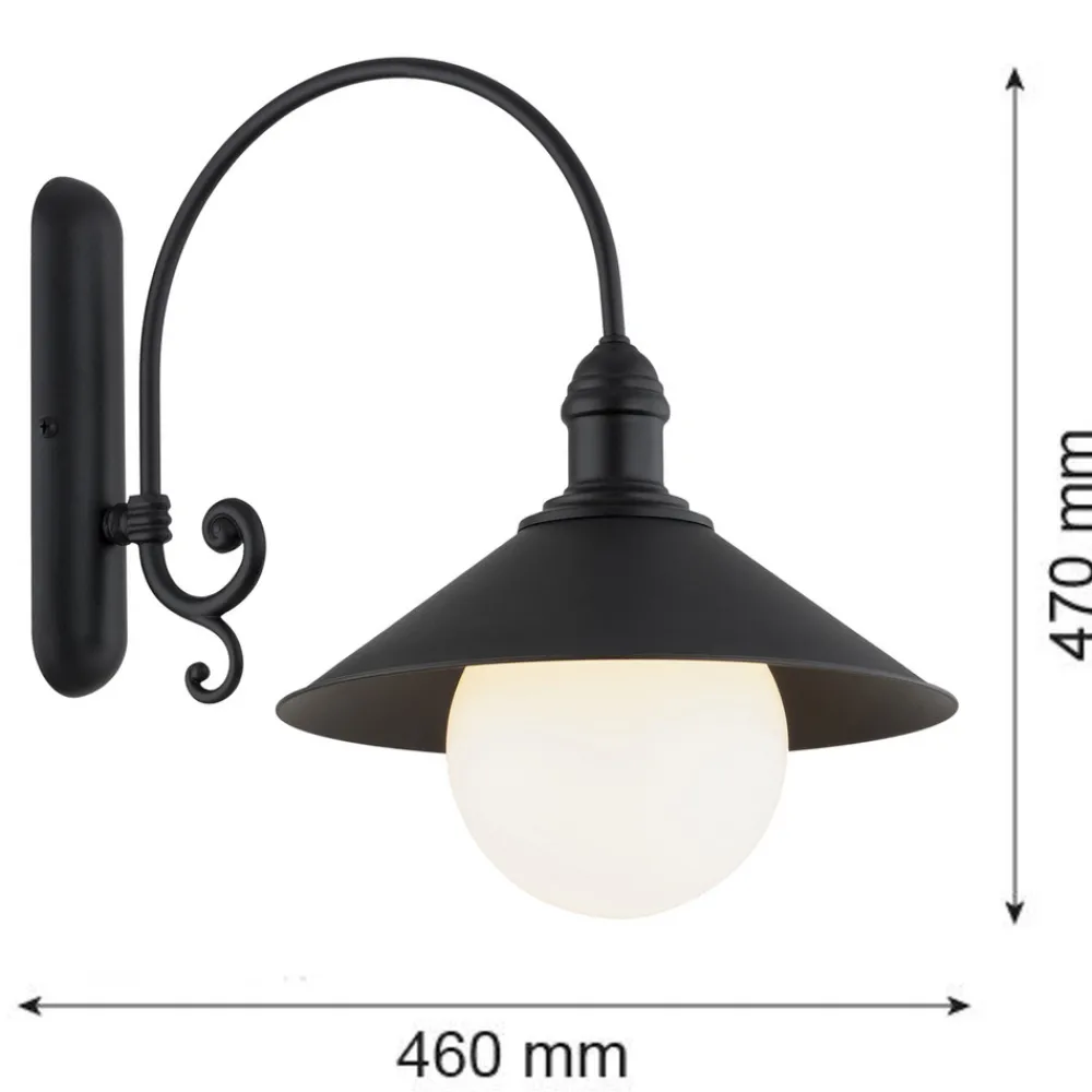 Argon Utendørs vegglampe Enduro, svart, stål, glass, IP44, E27 Sale
