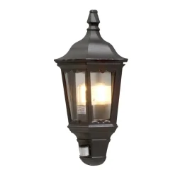Konstsmide Utendørs vegglampe Firenze halvskål, sensor, svart New