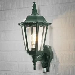 Konstsmide Utendørs vegglampe Firenze m. sensor, stående, grønn| Vegglamper Med Sensor|Utebelysning Med Sensor