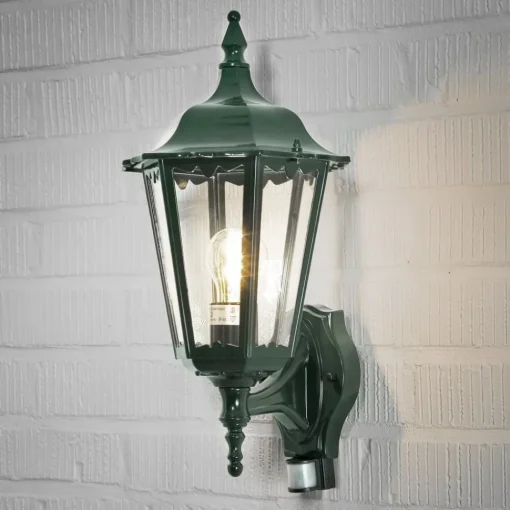 Konstsmide Utendørs vegglampe Firenze m. sensor, stående, grønn| Vegglamper Med Sensor|Utebelysning Med Sensor