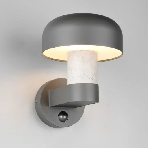 Trio Lighting Utendørs vegglampe Fraser Sensor grå/betonlook, aluminium IP54 E27| Vegglamper Med Sensor