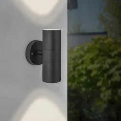 Brilliant Utendørs vegglampe Jandy opp/ned, svart, metall, glass, GU10 Outlet