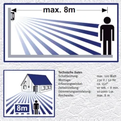 CMD Utendørs vegglampe Lija i stål med sensor