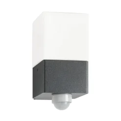 LCD Utendørs vegglampe Linus, grafitt, sensor, stål, glass, E27