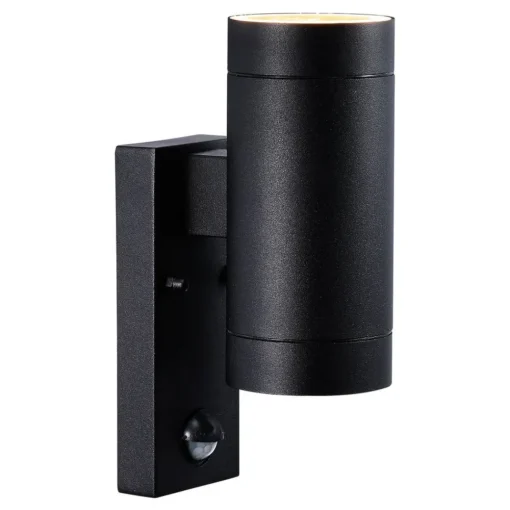 Nordlux Utendørs vegglampe Tin Maxi Double Seonsor, svart| Vegglamper Med Sensor|Utebelysning Med Sensor