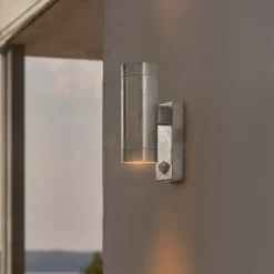 Nordlux Utendørs vegglampe Tin Maxi Double Sensor, galvanisert, IP54, GU10| Utebelysning Med Sensor|Utebelysning Med Sensor