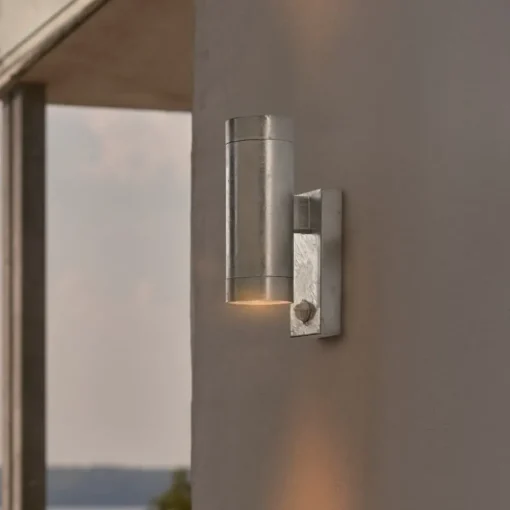 Nordlux Utendørs vegglampe Tin Maxi Double Sensor, galvanisert, IP54, GU10| Utebelysning Med Sensor|Utebelysning Med Sensor