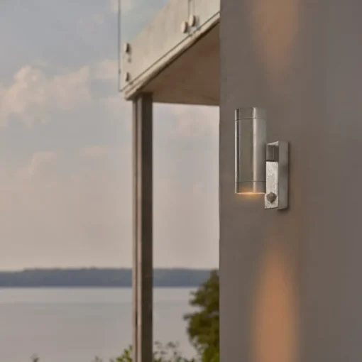 Nordlux Utendørs vegglampe Tin Maxi Double Sensor, galvanisert, IP54, GU10| Utebelysning Med Sensor|Utebelysning Med Sensor