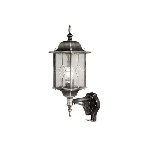 Elstead Utendørs vegglampe Wexford, sensor, svart/sølv| Vegglamper Med Sensor|Utebelysning Med Sensor