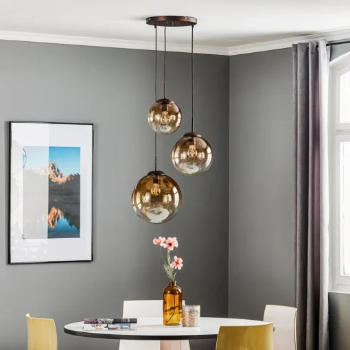 Globo Varus glasshengelampe i rav, 3 lyskilder Ø 51 cm Sale