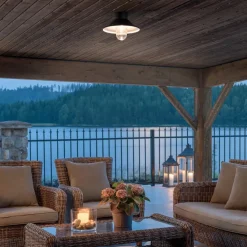 Konstsmide Vega LED-taklampe, utendørs, svart, Ø 30 cm| Taklamper Utendørs