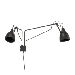 ALDEX Vegglampe 1002 med stikkontakt, 2 lyskilder, svart Discount