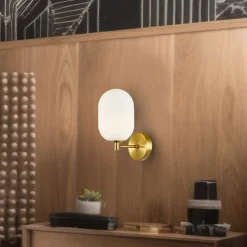 Eko-Light Vegglampe Alias, metall gullfarget, opalglas, 1 lyskilde New
