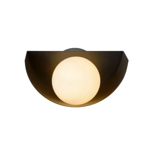 Lucide Vegglampe Benni med kuleskjerm av glass, svart Discount